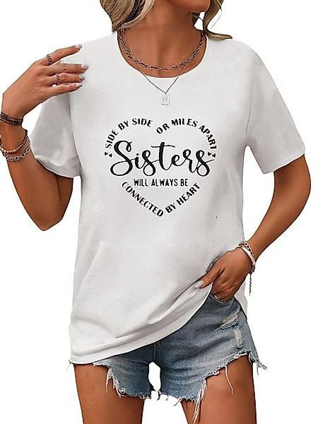 PYL Kurzarmshirt Damen Sommer Casual Bequemes T-Shirt mit Liebesbriefe Prin günstig online kaufen