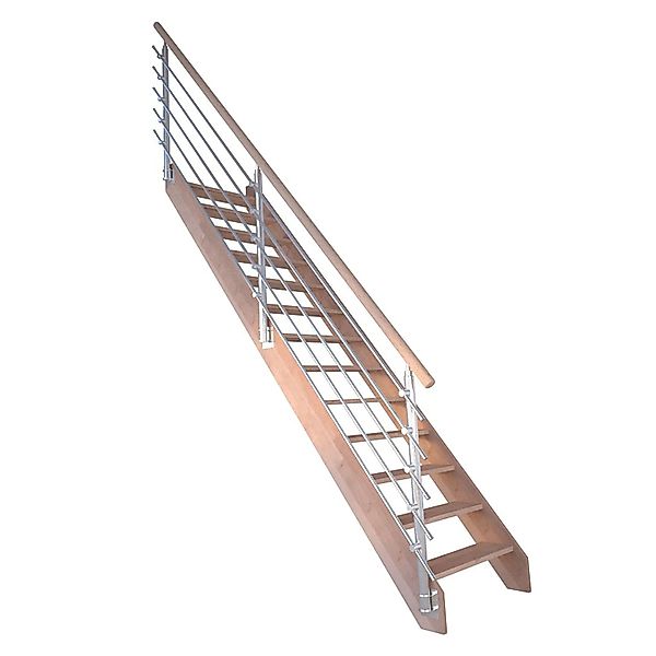 StarWood Treppe Rhodos Buche Gerade Design-Geländer-Edelstahl FSC® günstig online kaufen