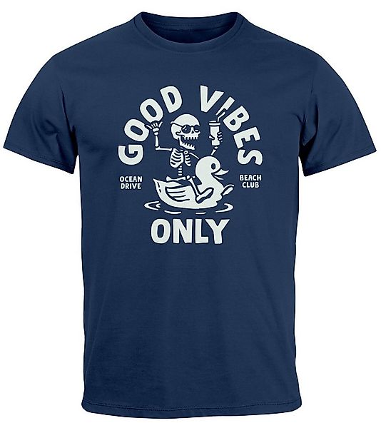 Neverless Print-Shirt Herren T-Shirt Printshirt Spruch Good Vibes Only Skel günstig online kaufen