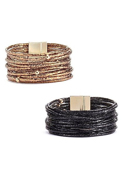 LASCANA Wickelarmband Set (2-tlg), in Layer Optik mit Perlen, Magnetarmband günstig online kaufen