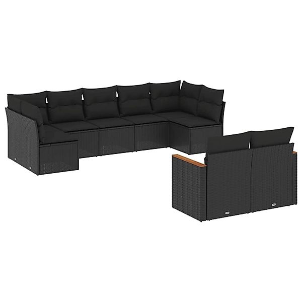 vidaXL 9-Tlg Garten-Sofagarnitur mit Kissen Schwarz Poly Rattan 3258688 günstig online kaufen
