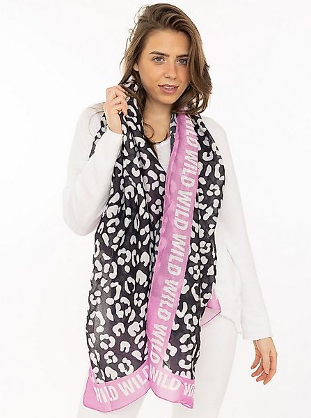 Zwillingsherz Schal "Leo Dreams", Leomuster und Schriftzug, transparenter L günstig online kaufen