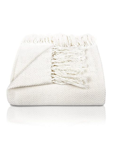 Gräfenstayn Tagesdecke mit Fransen aus 100% Baumwolle – Baumwolldecke mit F günstig online kaufen