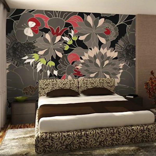 artgeist Fototapete florales Motiv - grau mehrfarbig Gr. 300 x 231 günstig online kaufen