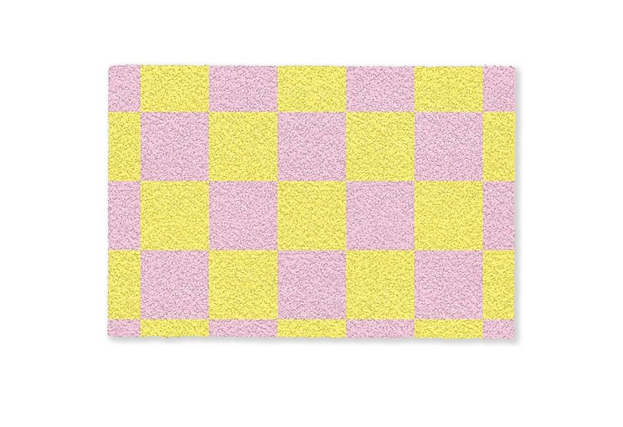 MuchoWow Fußmatte Schachbrettmuster - Gelb - Rosa - Würfel, Rechteckig, inn günstig online kaufen