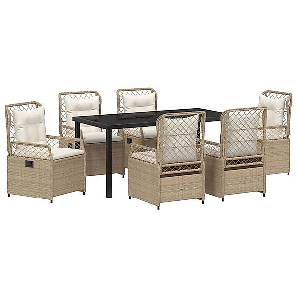 vidaXL Garten Essgruppe 7-Tlg Beige Poly Rattan 3381013 günstig online kaufen
