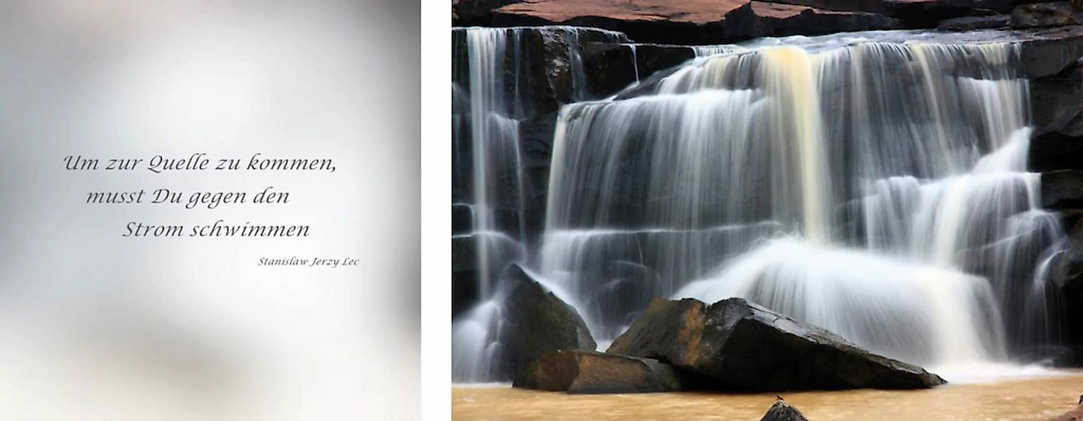 queence Leinwandbild "Quelle", Stein-Wasserfall-Wasserfallbilder-Kunst-Mode günstig online kaufen