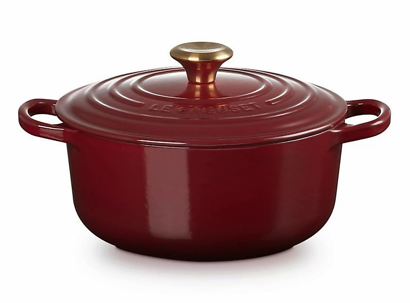 Le Creuset Bräter Signature Rund Gusseisen Garnet (Rhone) Bordeaux-Rot 24 c günstig online kaufen
