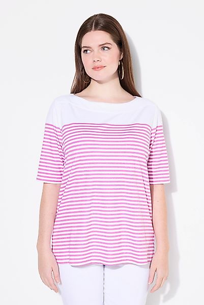 Ulla Popken T-Shirt T-Shirt Bretonringel U-Boot-Ausschnitt günstig online kaufen