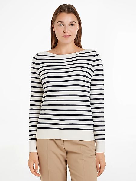 Tommy Hilfiger Strickpullover CO JERSEY STITCH BOAT-NK SWEATER mit Tommy Hi günstig online kaufen