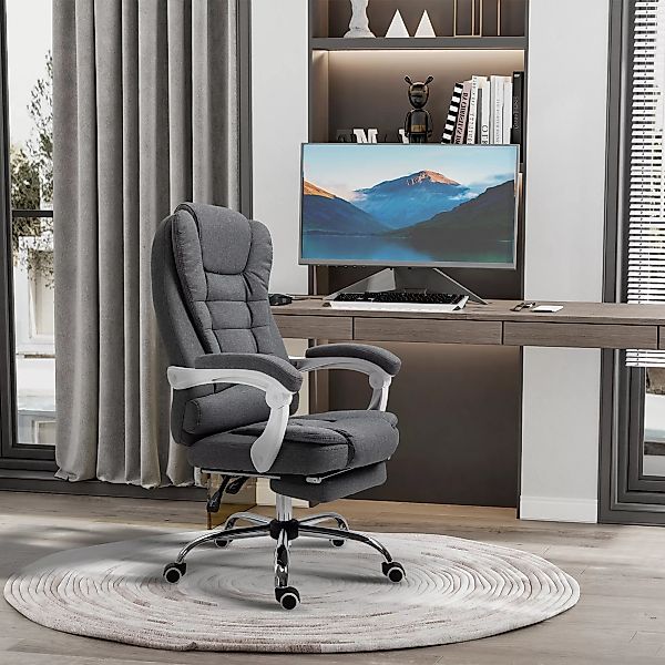 Vinsetto Bürostuhl ergonomischer Schreibtischstuhl mit klappbarer Fußstütze günstig online kaufen