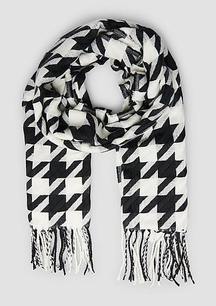 s.Oliver Schal Tuch, Breiter Schal mit Hahnentritt-Muster und Fransen günstig online kaufen