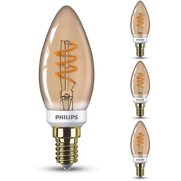 Philips LED Lampe ersetzt 15W, E14 Kerzenform B35, gold, warmweiß, 136 Lume günstig online kaufen