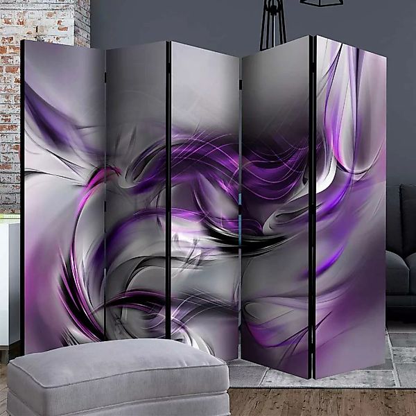 Paravent mit abstraktem Psychedelic Motiv Grau und Violett günstig online kaufen