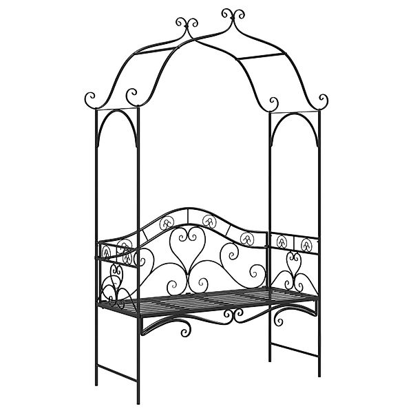 vidaXL Schwarze Gartenbank Schwarz Metall Groß Dekorative Intarsien 4200812 günstig online kaufen