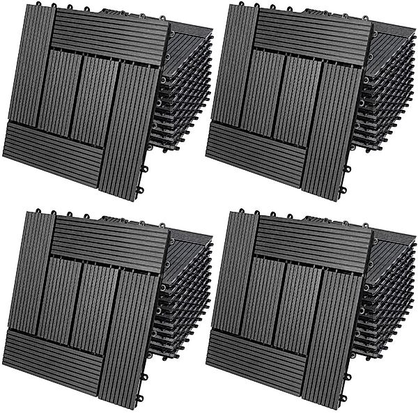 Casaria Holzfliesen 44x Mosaik Anthrazit, Terrassenfliesen günstig online kaufen