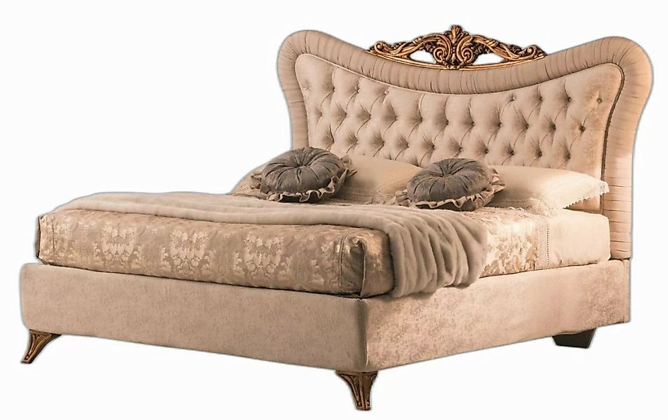 Xlmoebel Bett Chesterfield Stil Bett Polster Möbel Textil Beige 180x200 (1- günstig online kaufen