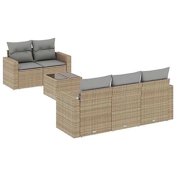 vidaXL 6-Tlg Garten-Sofagarnitur mit Kissen Beige Poly Rattan 3251036 günstig online kaufen