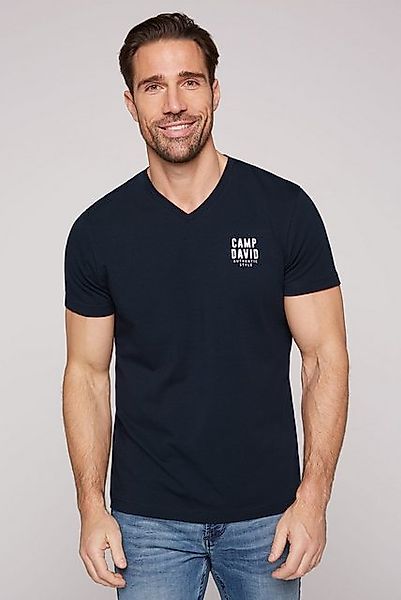 CAMP DAVID V-Shirt mit Logo-Print auf günstig online kaufen