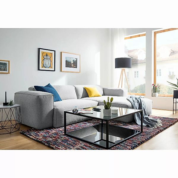 home24 Studio Copenhagen Ecksofa Hudson VII Saia Hellgrau Strukturstoff 266 günstig online kaufen