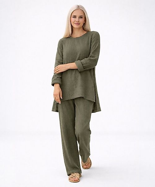 WENOR Hosenanzug Tunika Set aus Musselin 100 % Baumwolle Modest Fashion (Zw günstig online kaufen