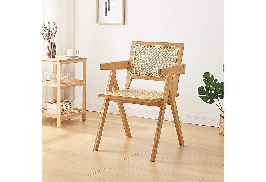 en.casa Esszimmerstuhl, »Asikkala« 79x50x50cm Bambus / Rattanoptik günstig online kaufen