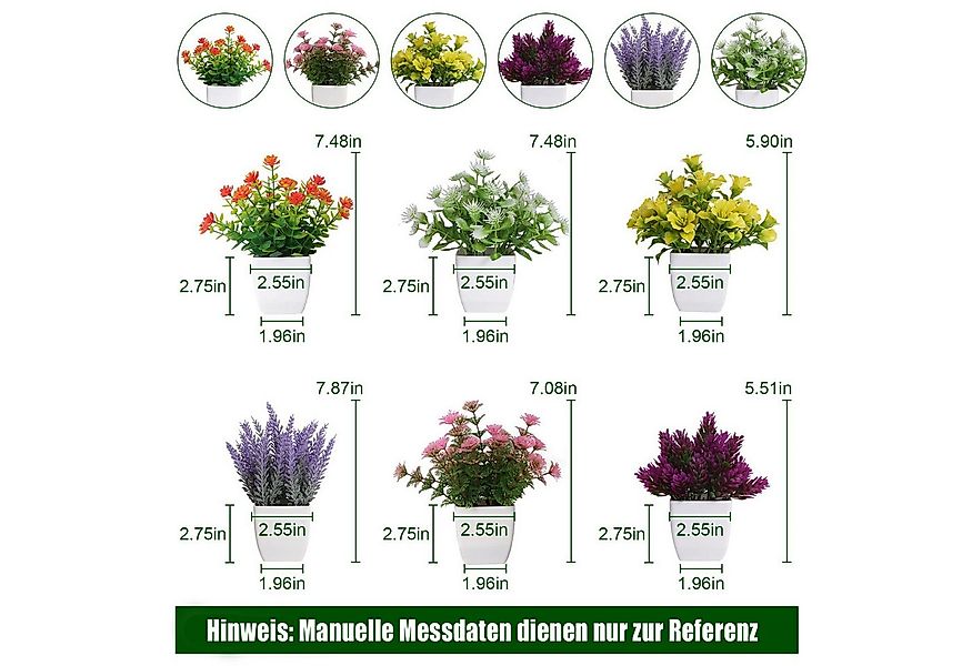 Kunstpflanze 6-teiliges Set künstlicher Blumentöpfe, Mini- Kunstpflanzen mi günstig online kaufen