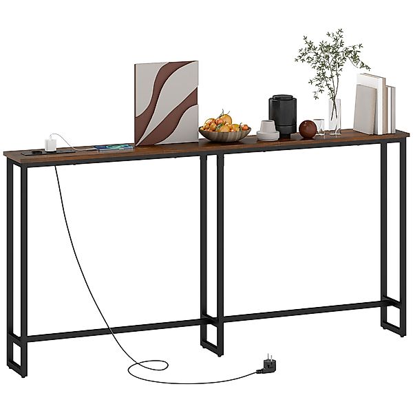 HOMCOM Konsolentisch Schmaler Sofatisch mit Ladestation, günstig online kaufen