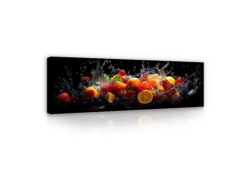 Wallarena Leinwandbild Küche Obst Wasser Schwarz Kunst Wandbild XXL Leinwan günstig online kaufen