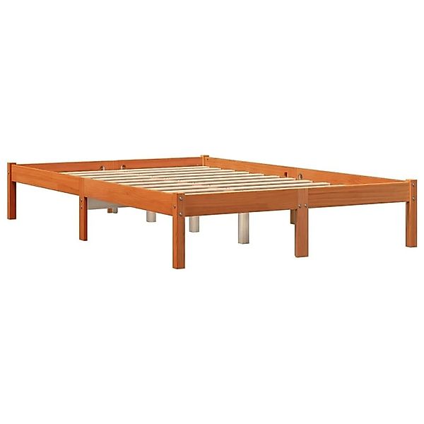 vidaXL Massivholzbett ohne Matratze Wachsbraun 140x190 cm Kiefernholz 84484 günstig online kaufen