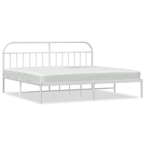 vidaXL Bettgestell, Bettrahmen mit Kopfteil Metall Weiß 193x203 cm günstig online kaufen