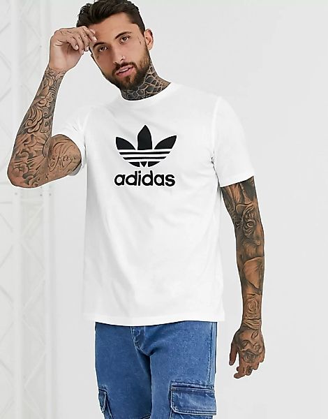 adidas Originals – Weißes T-Shirt mit Dreiblatt-Logo günstig online kaufen