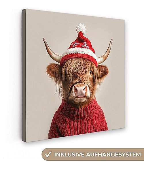 OneMillionCanvasses® Leinwandbild Schottischer Highlander - Weihnachten - M günstig online kaufen