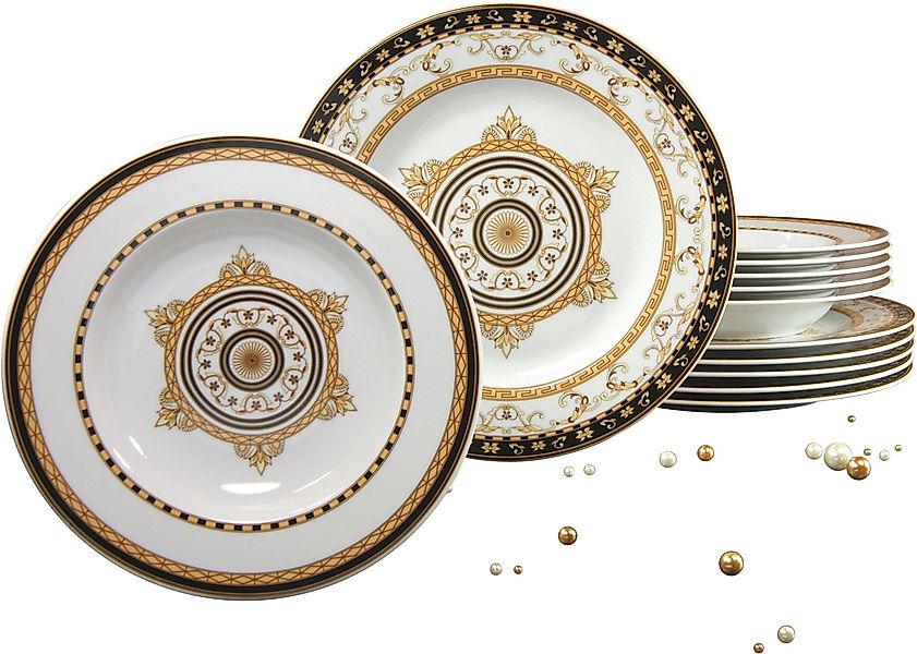 CreaTable Tafelservice »Teller Set, Geschirr-Set Majestosa« Service, Dekor günstig online kaufen