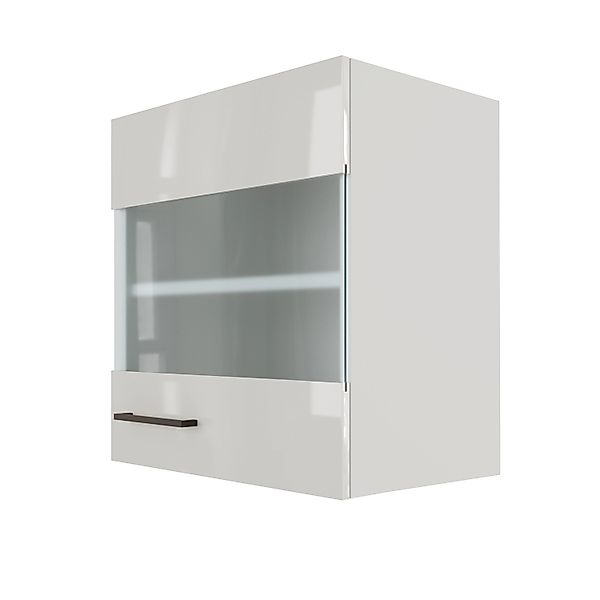 Flex-Well Exclusiv Küchen-Oberschrank Lund 50x55cm-Lichtgrau glänzend-Milch günstig online kaufen