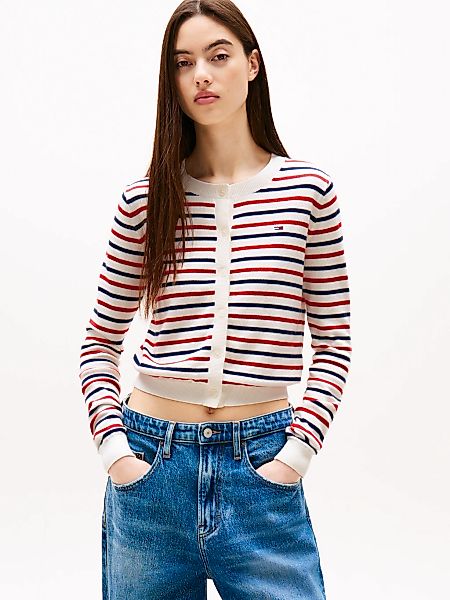Tommy Jeans Strickjacke "TJW ESSENTIAL CREW NECK CARDIGAN" Baumwolle günstig online kaufen