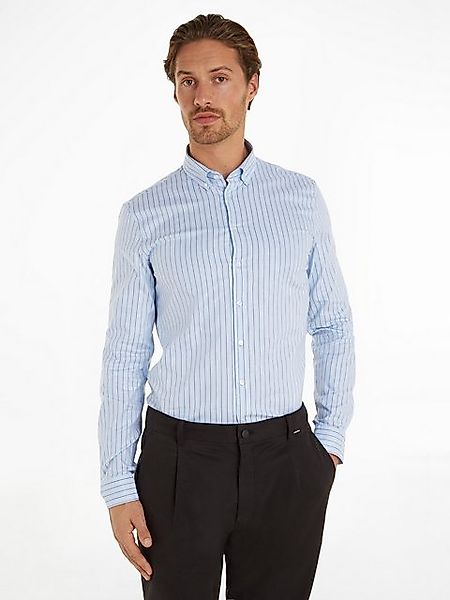 Calvin Klein Langarmhemd OXFORD 2 TONES STRIPE SLIM SHIRT mit Knopfleiste günstig online kaufen