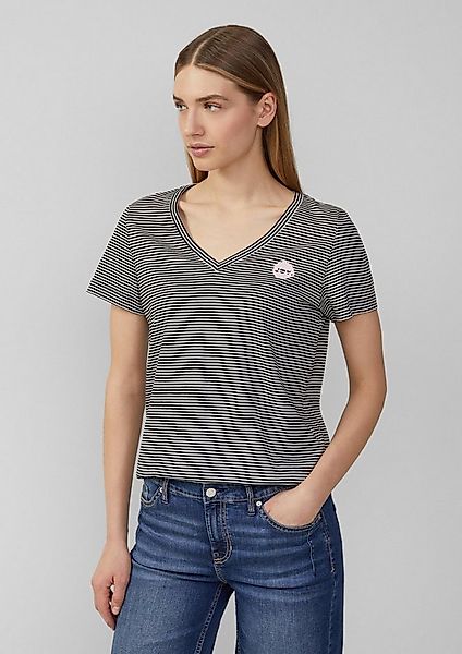 s.Oliver Kurzarmshirt T-Shirt T-Shirt mit V-Ausschnitt und Print-Detail günstig online kaufen