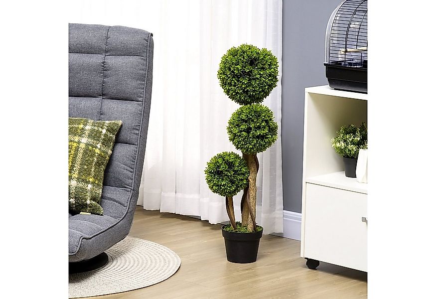 Kunstpflanze Kunstbaum mit UV-Schutz, Buchsbaum, HOMCOM, Höhe 90 cm, Grün 1 günstig online kaufen