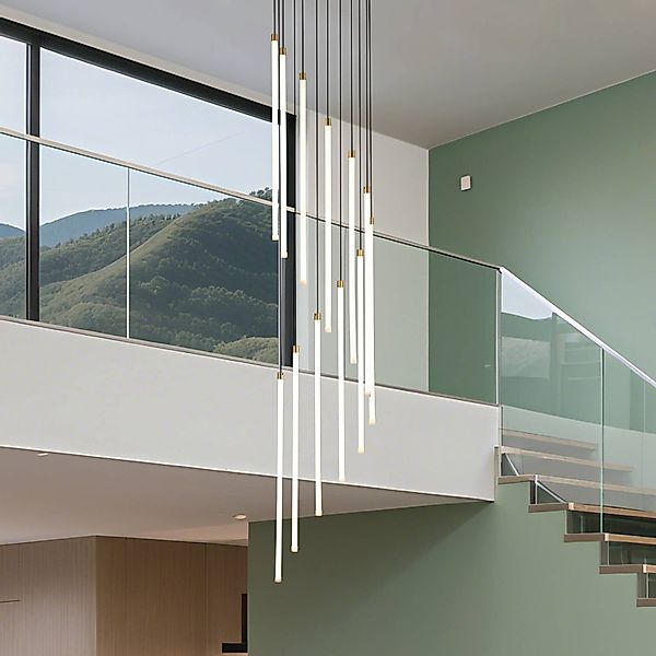 LED-Hängelampe Flare, messingfarben, Ø 35 cm, CCT, 12-flg. günstig online kaufen