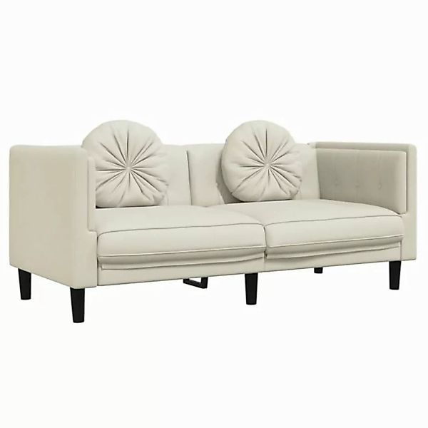 vidaXL Sofa, mit Kissen 2-Sitzer Creme Samt günstig online kaufen