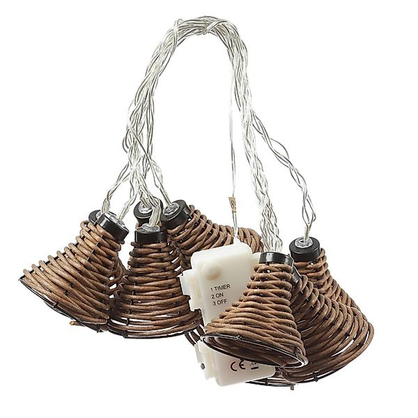 MARELIDA LED-Lichterkette 10 Lampenschirme Rattan Optik günstig online kaufen