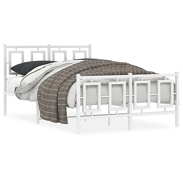 vidaXL Bettgestell mit Kopf- und Fußteil Metall Weiß 120x190 cm 374305 günstig online kaufen