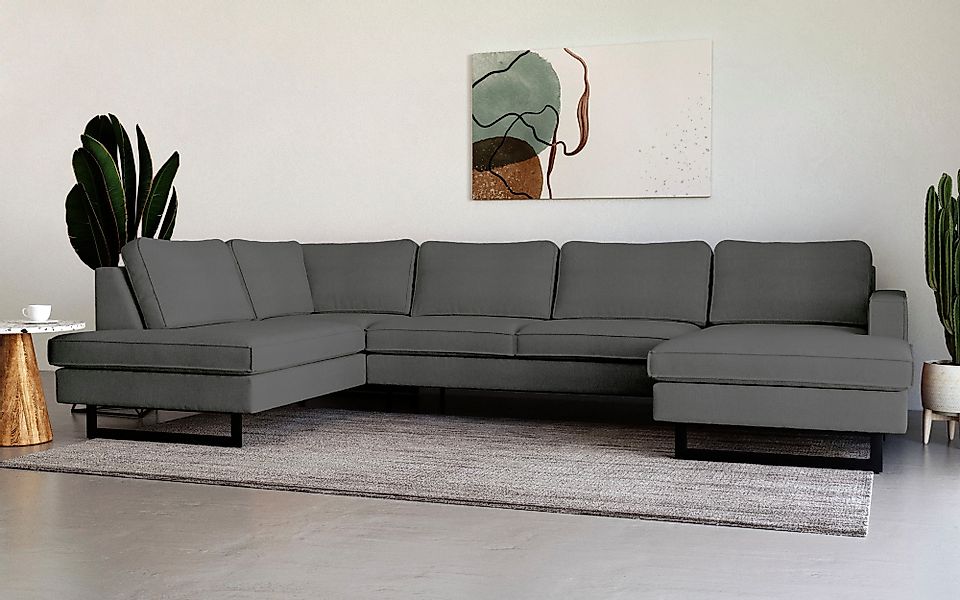 Places of Style Wohnlandschaft "Pinto, 350 cm, U-Form, XXL, mit Ottomanen", günstig online kaufen