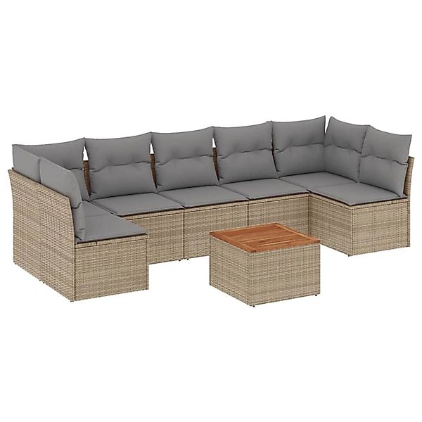 vidaXL 8-Tlg Garten-Sofagarnitur mit Kissen Beige Poly Rattan 3255905 günstig online kaufen