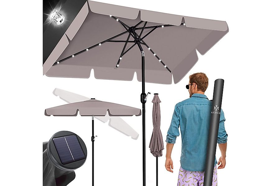 KESSER Sonnenschirm, Sonnenschirm Balkonschirm LED Solar mit Kurbel günstig online kaufen