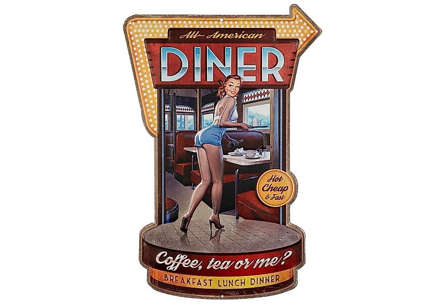 Moritz Metallschild American Diner Amerika USA Frau Retro Coffee, Vintage R günstig online kaufen