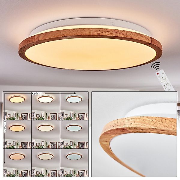 hofstein Deckenleuchte Deckenlampe aus Metall/Holz/Kunststoff in günstig online kaufen