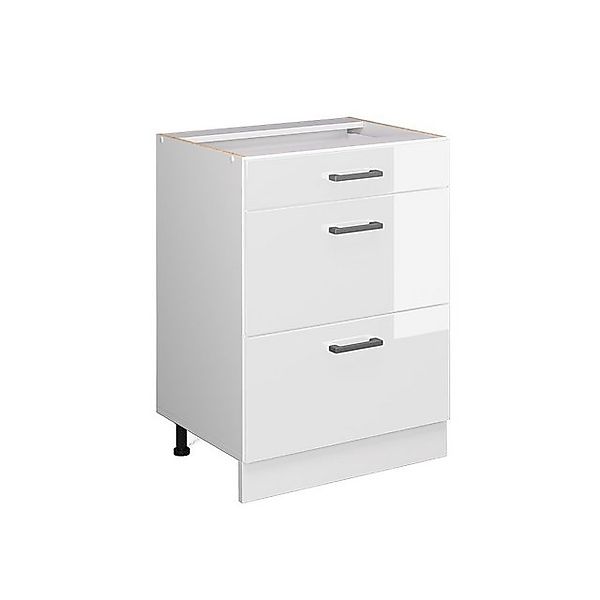 Vicco Küchenunterschrank R-Line Weiß Hochglanz/Weiß 60 cm mit Schubladen oh günstig online kaufen