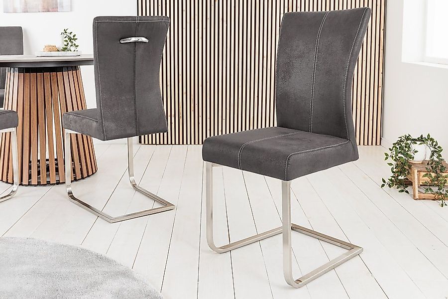 riess-ambiente Freischwinger SAMSON vintage grau / silber (Einzelartikel, 1 günstig online kaufen